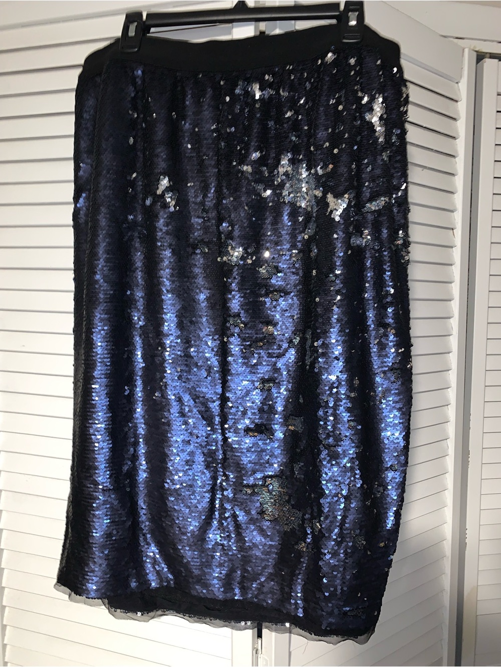 Rebel Wilson x Angels Plus Size Women’s Blue & Silver Flip Sequin Midi Skirt